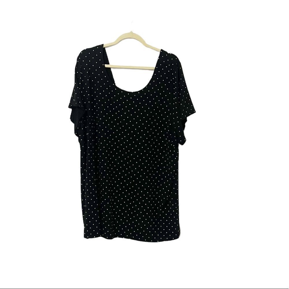 🟢Torrid Polka with Ivory Polka Dot Lace-up Back Short Sleeve Top Size 5 - Picture 3 of 7